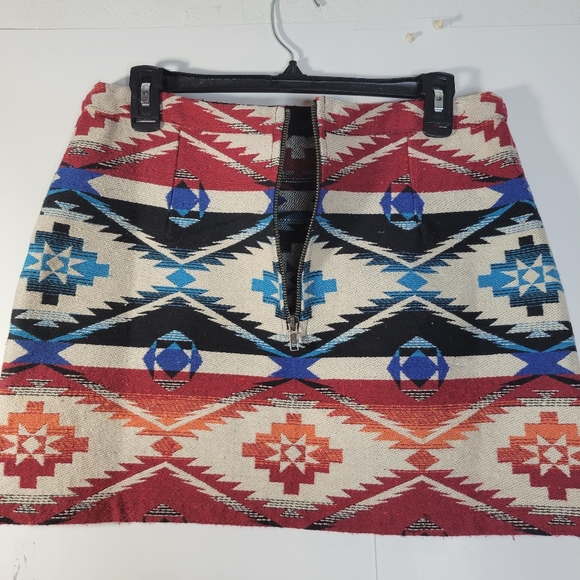 Womens Top Shop Southwest Print Mini Skirt size 8 - Picture 5 of 11